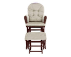 Mason Glider and Ottoman Espresso Wood and Beige Fabric - Grand Goldman Shop
