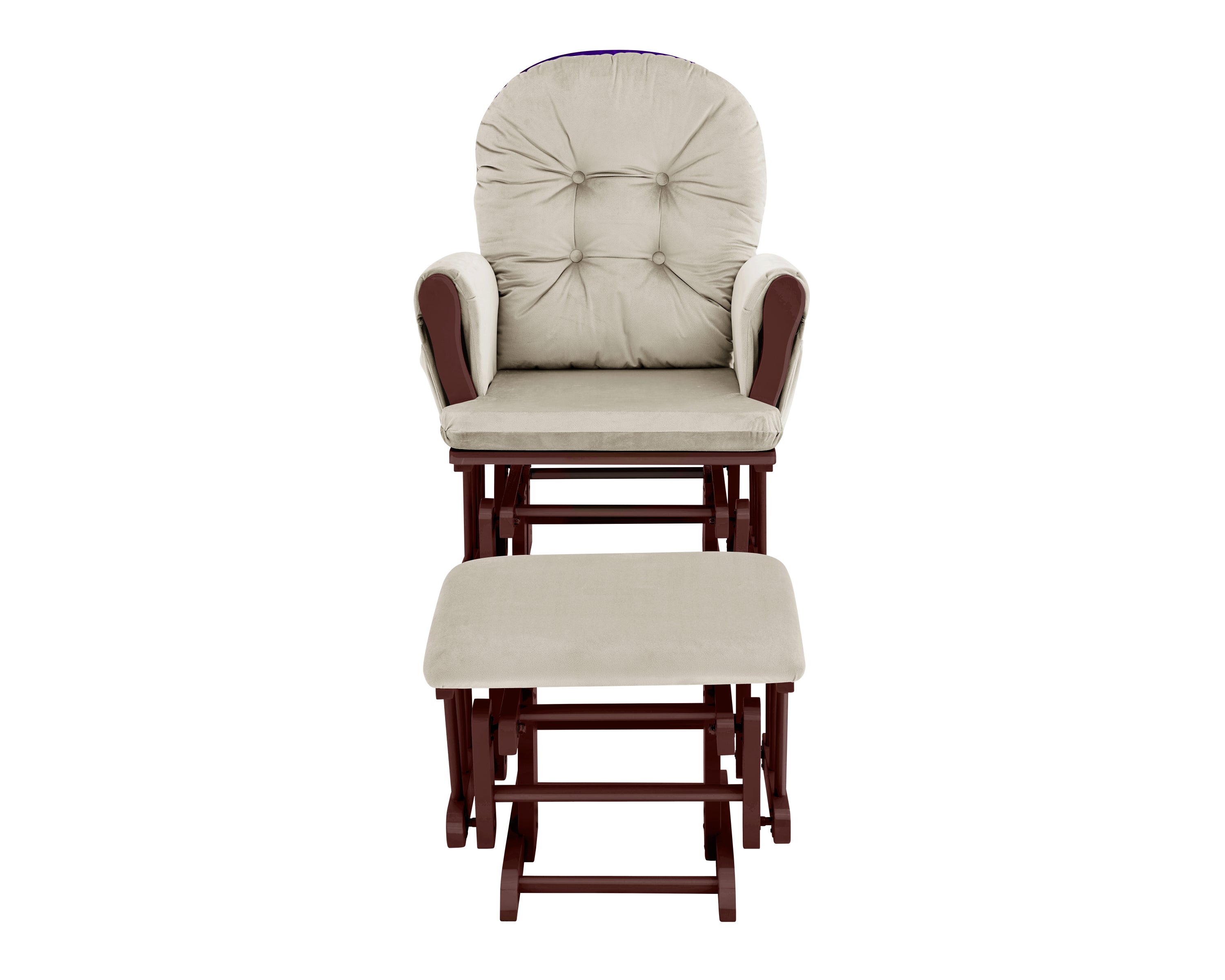 Mason Glider and Ottoman Espresso Wood and Beige Fabric - Grand Goldman Shop