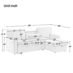 U_STYLE Upholstery Sleeper Sectional Sofa with Storage Space, USB port, 2 cup holders on Back Cushions(same sku; WY000335AAA) - Grand Goldman Shop