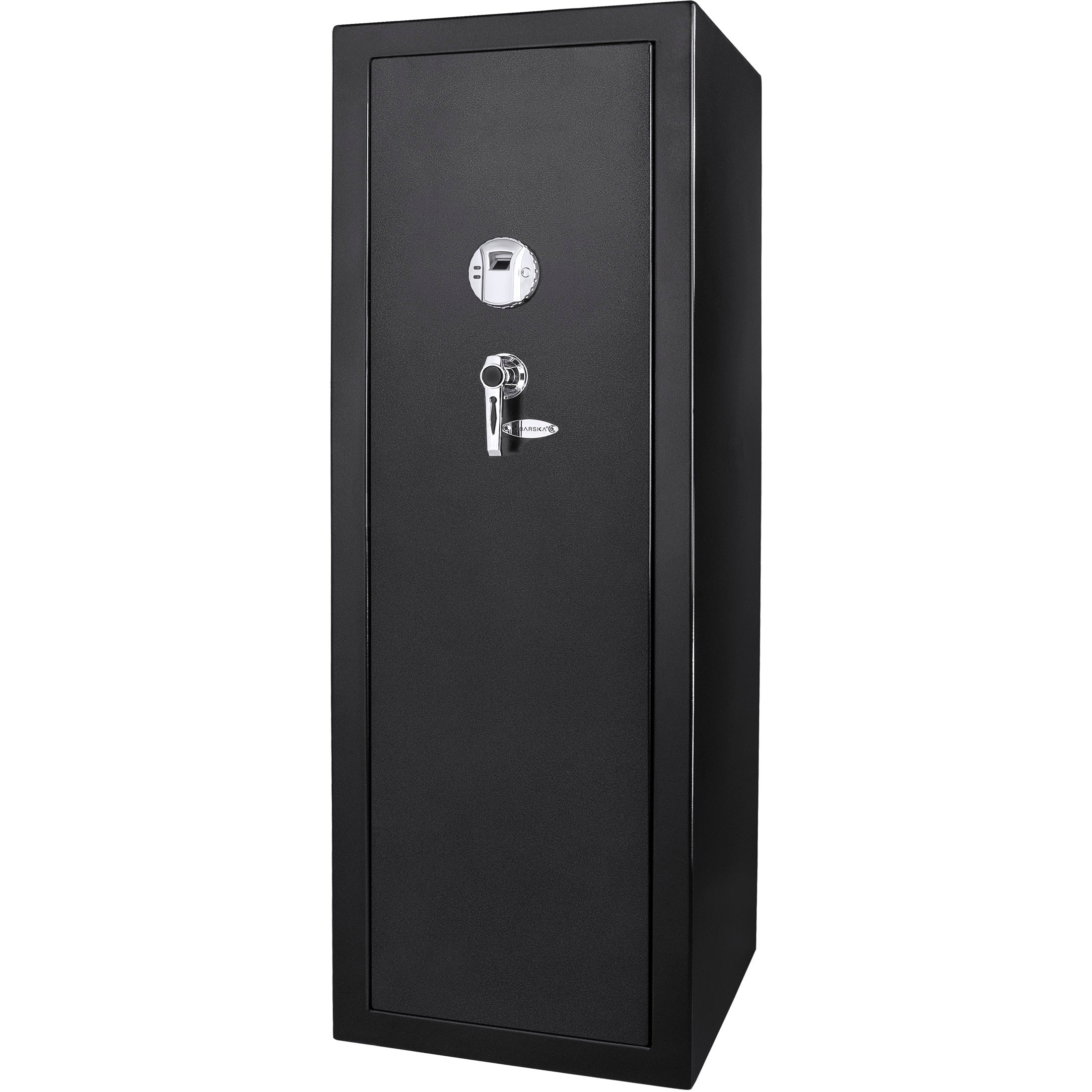 Tall Biometric Rifle Safe with 9.33 Cubic Ft Storage Capacity in Black Steel - Grand Goldman