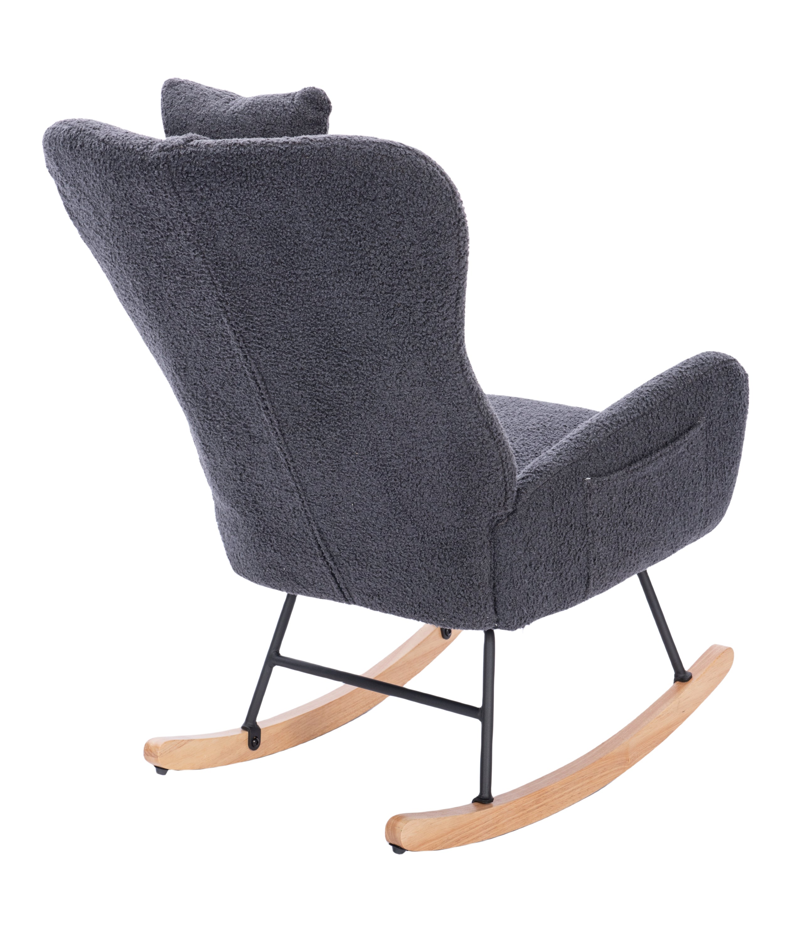 Teddy Upholstered Nursery Rocking Chair for Living Room Bedroom(DARK GREY Teddy) - Grand Goldman Shop
