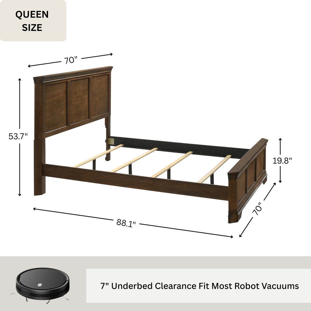 Maderne Traditional 3-Piece Wood Bedroom Set with Queen Size Panel Bed and Two Nightstands - Grand Goldman Shop