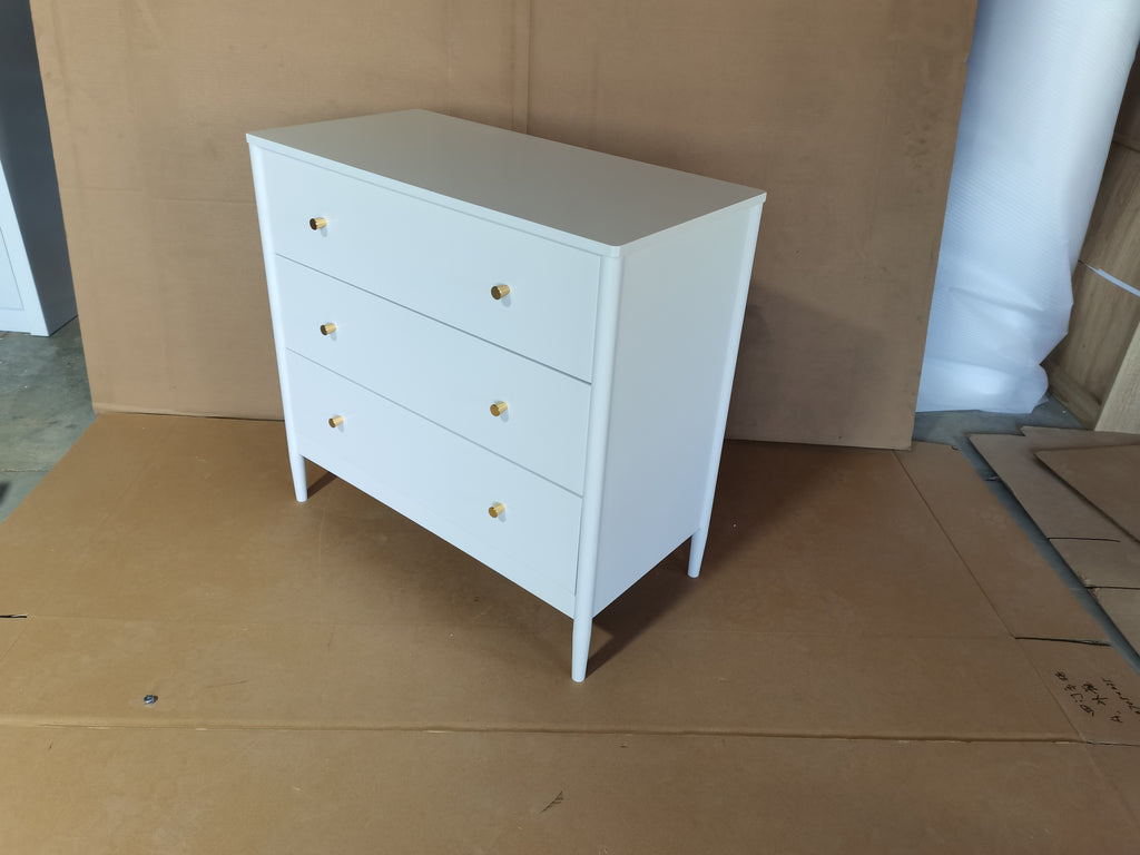 3 Drawer Dresser Chest, Modern White Storage Cabinet, MDF Wood Organizer for Bedroom, Living Room, Entryway, Small Space Furniture - Grand Goldman Shop