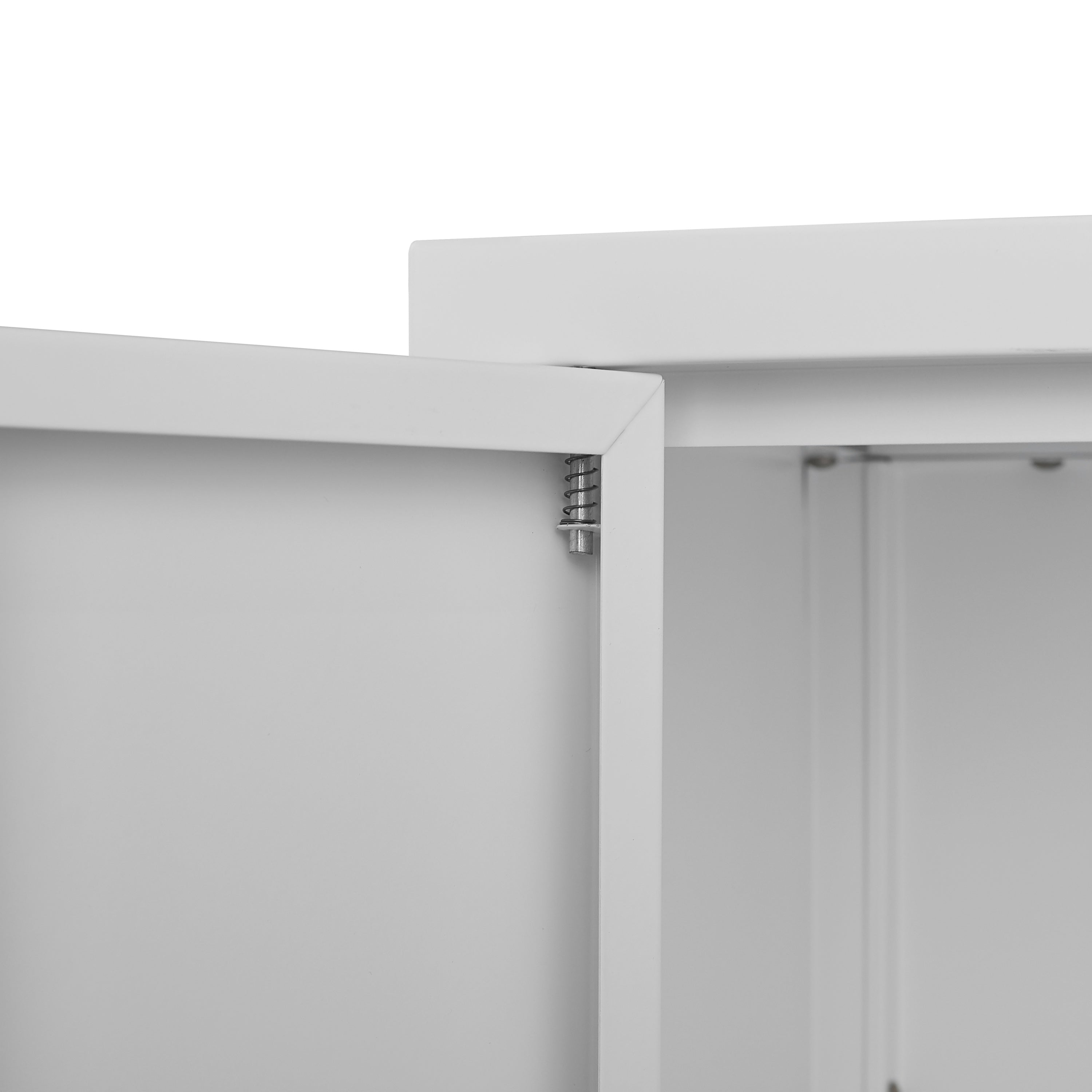 Modern Storage Cabinet with Adjustable Shelves, Magnetic Door Stopper, Aluminum Alloy Handles, and Breathable Design in White
