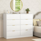 8 Drawers Dresser for Bedroom, Wood Bedroom Dresser Modern Drawer Chest, 8 Chest of Drawer, Tall Dresser for Closet, Dressers Organizer for Living Room, Closet, Hallway White - Grand Goldman Shop