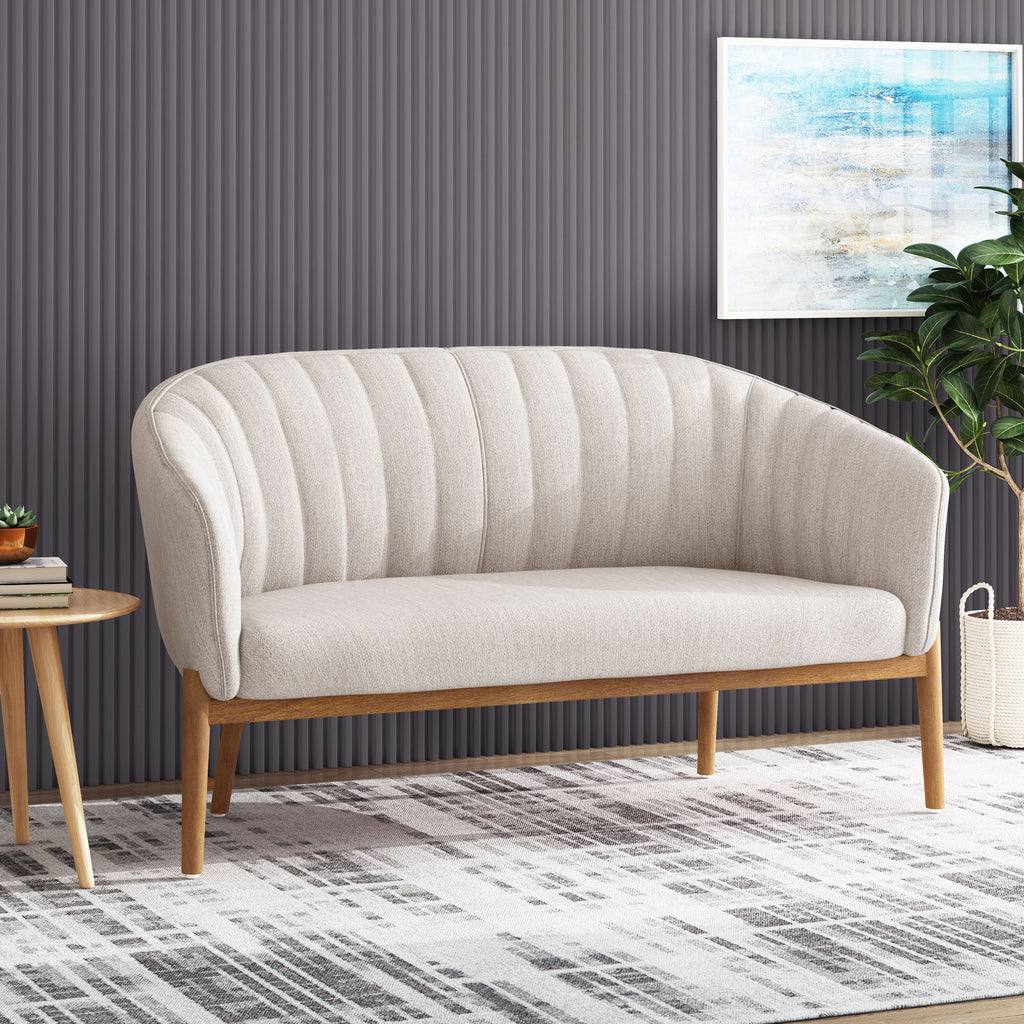Mid Century Modern Loveseat with Channel Stitched Backrest - Grand Goldman Shop