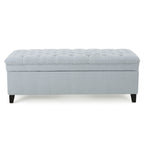 Juliana Storage Ottoman with Fabric Upholstery in Light Blue, Birch Legs, 50 x 20.5 x 18.3 Inches - Grand Goldman Shop