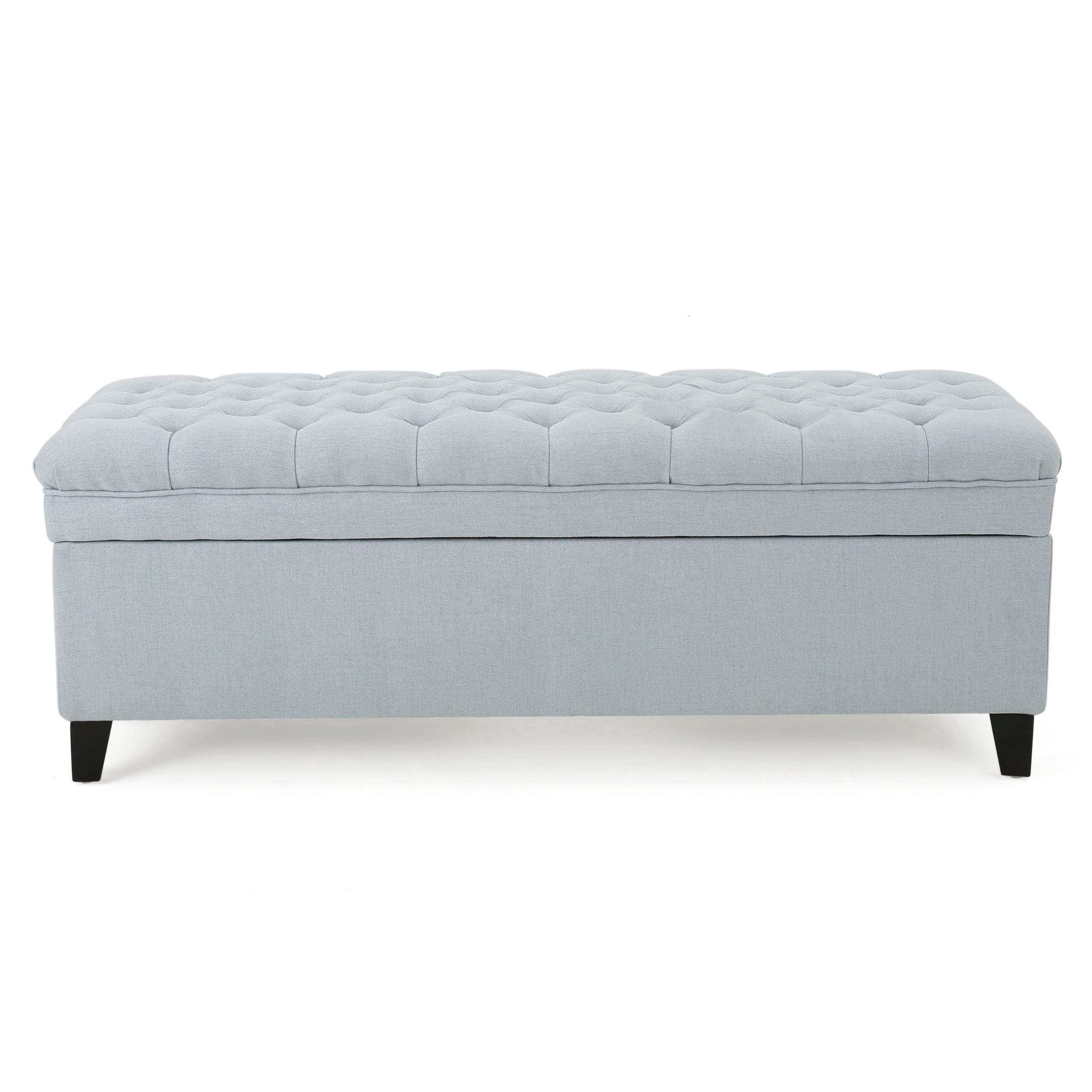 Juliana Storage Ottoman with Fabric Upholstery in Light Blue, Birch Legs, 50 x 20.5 x 18.3 Inches - Grand Goldman Shop