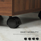 HOMCOM 3 Drawer Office Storage Cabinet, Under Desk Cabinet with Wheels, Brown Wood Grain - Grand Goldman