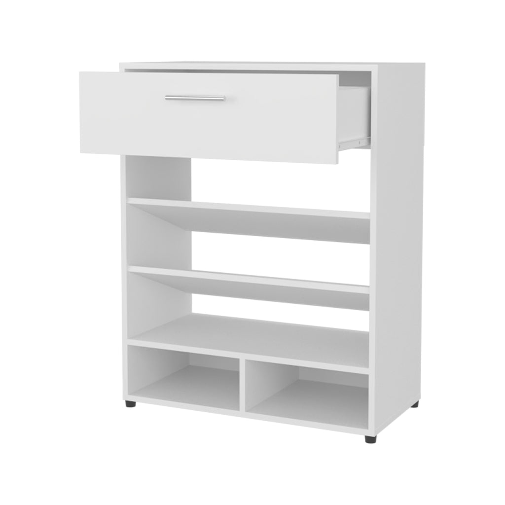 FM FURNITURE Onawa Modern Shoe Rack with Drawer, White - Grand Goldman Shop