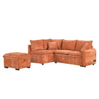 Convertible L-shaped Sofa Bed with Storage Ottoman, Power Sockets & USB Ports, Orange Chenille, 82.67' - Grand Goldman Shop