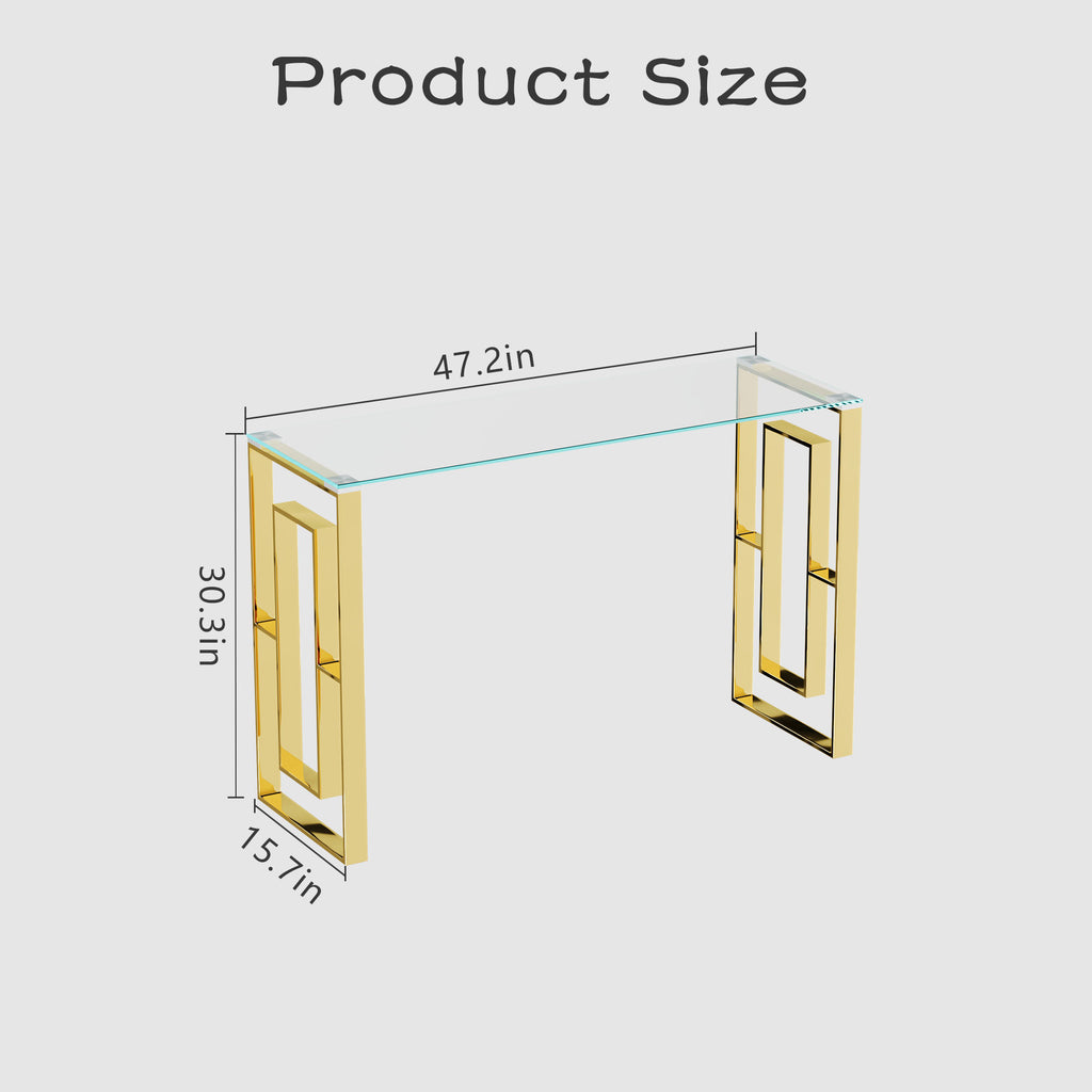 Console Table Stainless Steel Glass,Meal side table Golden Clear  bs-02 - Grand Goldman Shop
