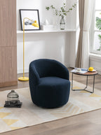 Teddy Fabric Swivel Accent Armchair Barrel Chair With Black Powder Coating Metal Ring,Dark Blue - Grand Goldman Shop