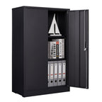 Black Metal Storage Cabinet with Locking Doors and Adjustable Shelf, Folding Filing Locker for Home Office, School, Garage, S
