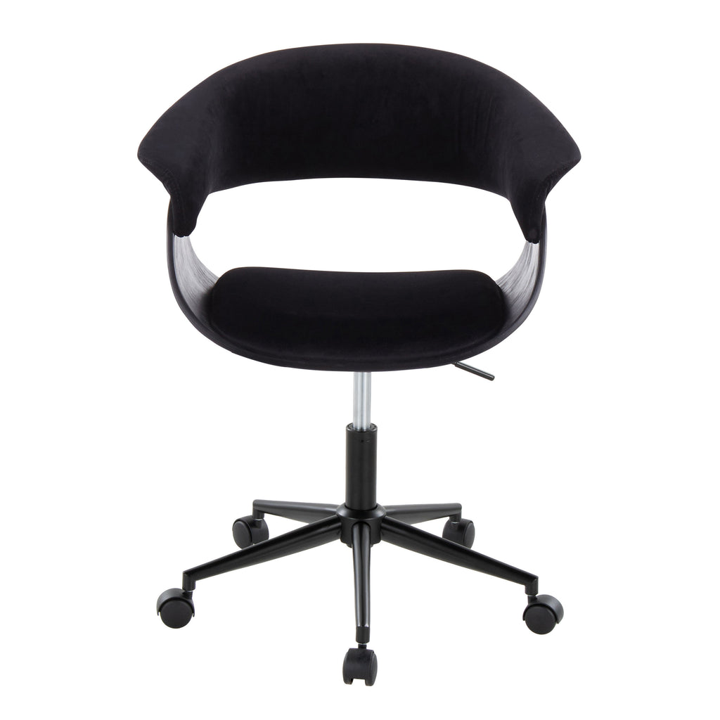 Mid-Century Modern Office Chair in Black Metal, Black Wood and Black Velvet | Premium Home Decor - Grand Goldman