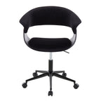 Mid-Century Modern Office Chair in Black Metal, Black Wood and Black Velvet | Premium Home Decor - Grand Goldman