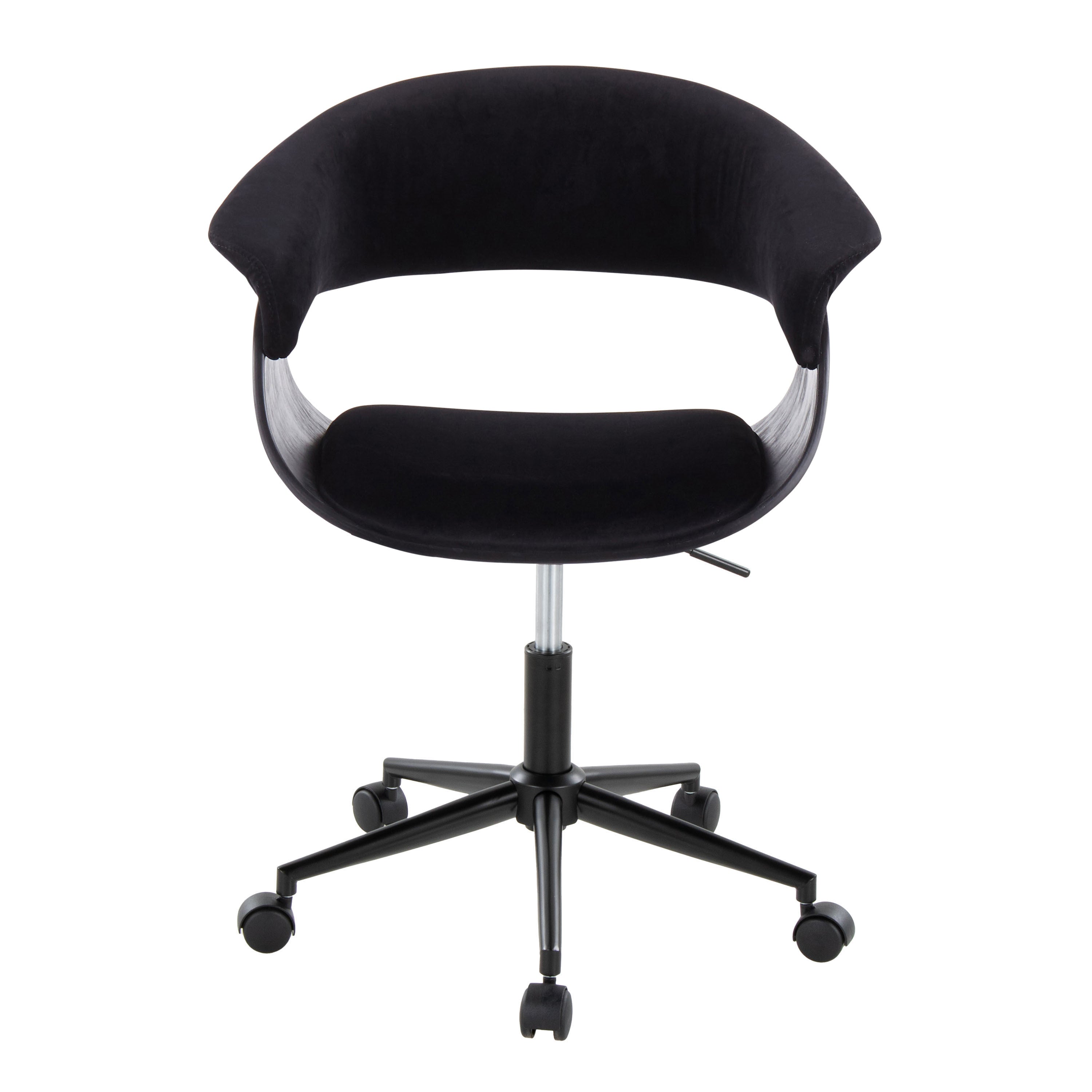 Mid-Century Modern Office Chair in Black Metal, Black Wood and Black Velvet | Premium Home Decor - Grand Goldman