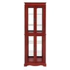 Lighted Glass Curio Display Cabinet,Display Cabinet,Glass Storage Cabinet Glass Wine cabinet Wood Frame Toy Display for Living Room, Kitchen, Pantry light bulb included Cherry - Grand Goldman Shop