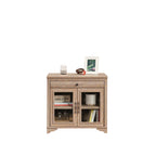 Library Base with 2 Glass Doors and Spacious Drawer, Brown finish - Grand Goldman