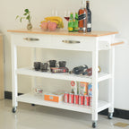 Kitchen Island & Kitchen Cart, Rubber Wood Top, Mobile Kitchen Island with Two Lockable Wheels, Simple Design for Easy Storing and Fetching, Two Drawers Give Unique Storage for Special Utensil. - Grand Goldman Shop