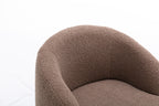 Teddy Fabric Swivel Accent Armchair Barrel Chair With Black Powder Coating Metal Ring,Coffee Brown - Grand Goldman Shop