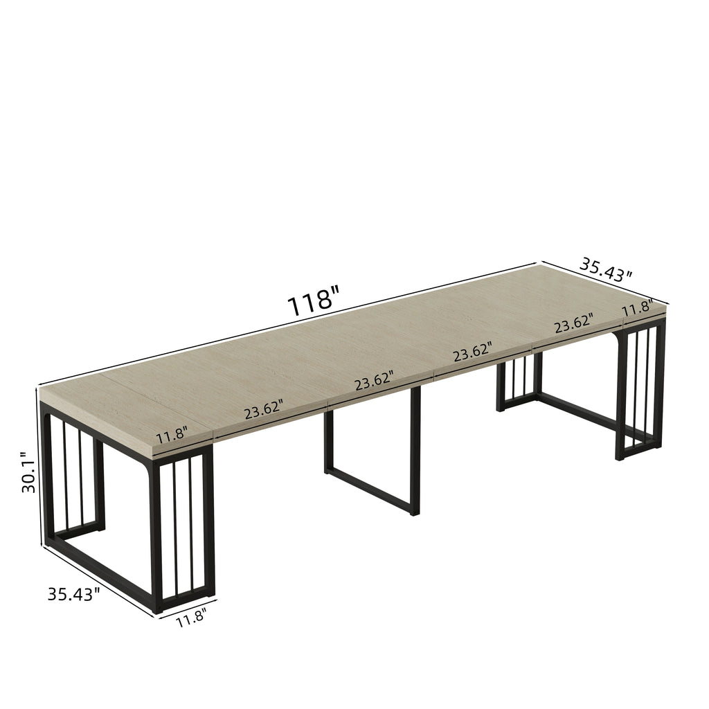 23.62'- 118'Modern Extendable Dining Table,Seats 2-10 People,,Space-Saving Wood Dining Table for Kitchen/Dining Room/Living Room,Perfect for Family Gatherings/Parties(Ancient White) - Grand Goldman Shop