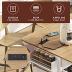 K&K 55.5' Fluted Kitchen Island with 2 Drop Leaf, Kitchen Storage Cart with Power Outlet, 4 Doors, Spice rack, Rolling Island Table with Wood-grain Top, Curved Edge for Kitchen, Dining Room,White - Grand Goldman Shop