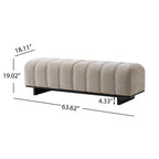 Indoor Dining Bench in Oatmeal Chenille Fabric with Rubber Wood Legs, Comfortable Seating for Dining Room or Living Area - Grand Goldman Shop