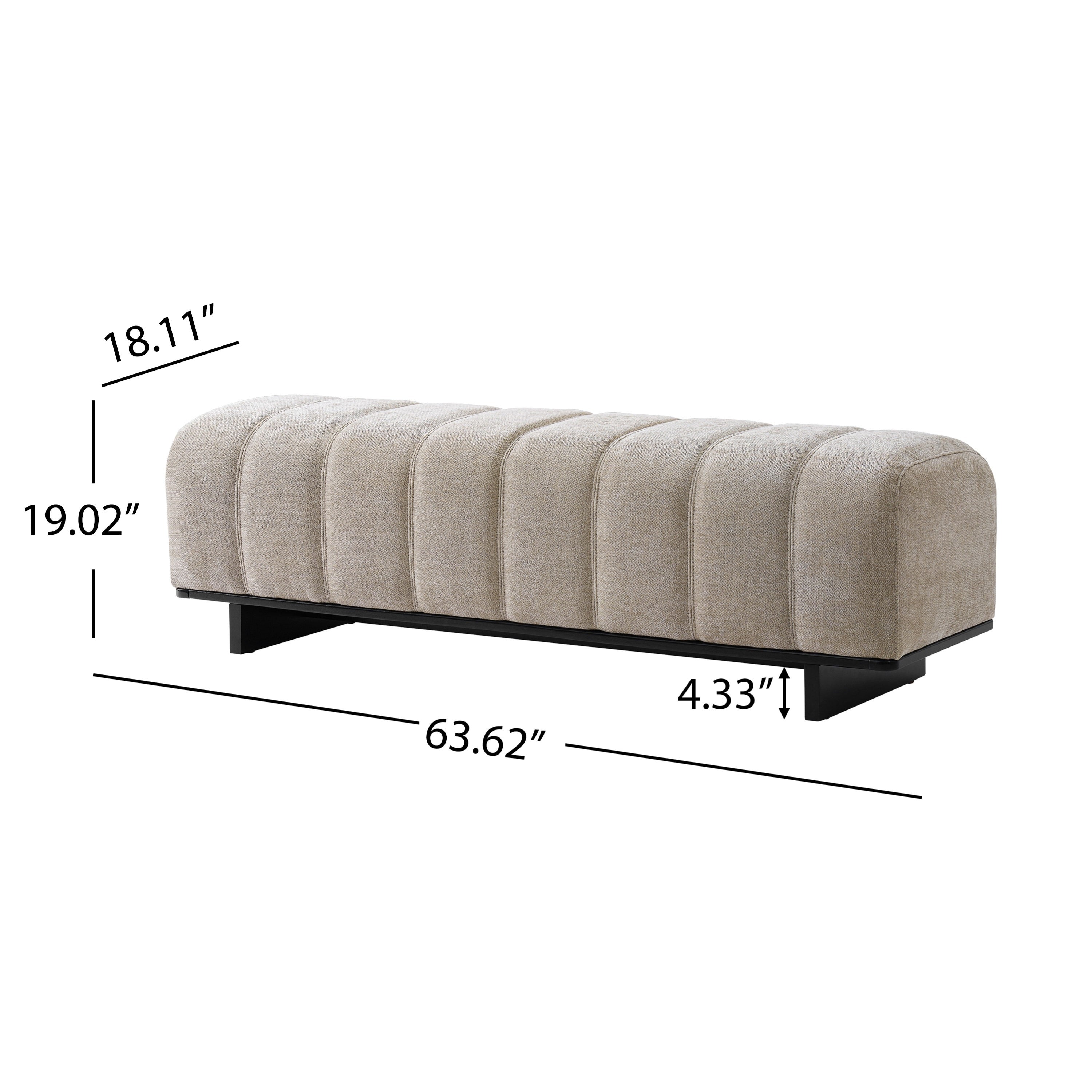 Indoor Dining Bench in Oatmeal Chenille Fabric with Rubber Wood Legs, Comfortable Seating for Dining Room or Living Area - Grand Goldman Shop