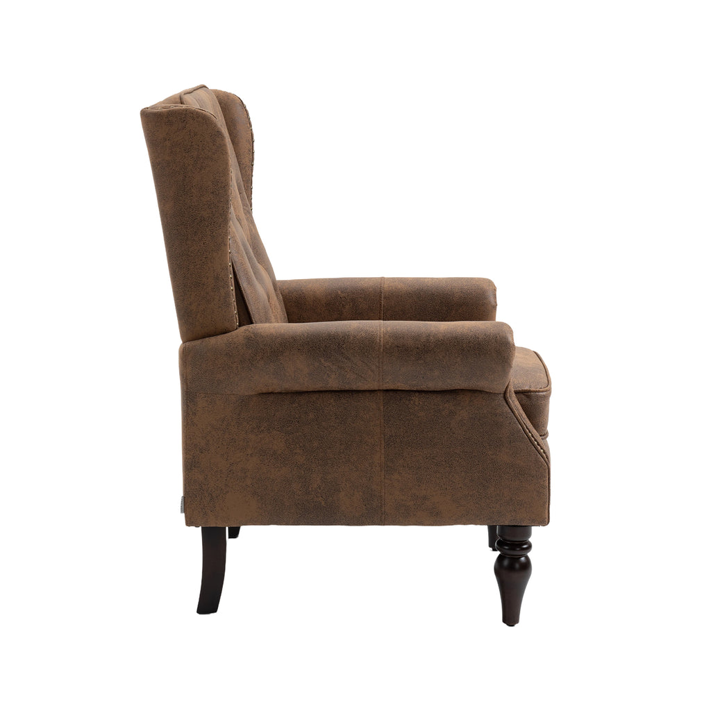 Modern Coffee Wood Frame Armchair with Sturdy Wood Legs and Microsuede Upholstery for Living Room - Grand Goldman Shop