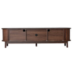 Modern Farmhouse TV Stand for 75' TVs, Wood Entertainment Center with Storage Cabinet, TV Console Table for Living Room, Bedroom in Dark Brown with Solid Wood Legs and MDF Construction - Grand Goldman Shop