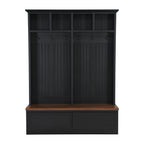Farmhouse 4-in-1 Hall Tree with Wood Grain Bench, Mudroom Versatile Coat Rack with 2 Large Drawer, Entrance Organizer for Hallway, Living Room, Black, 55.9'W (OLD SKU: N721P313099B) - Grand Goldman Shop