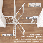 Stylish 29.5-45.3' Wide Baby Gate with wall protector for Stairs, Dog Gate Indoor for Doorways, No Drilling Pressure Mounted 