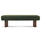 Indoor Green Fabric Dining Bench with Walnut Color Legs, 60.04'L Upholstered Seating for Kitchen, Dining Room and Living Space,250lbs Capacity - Grand Goldman Shop