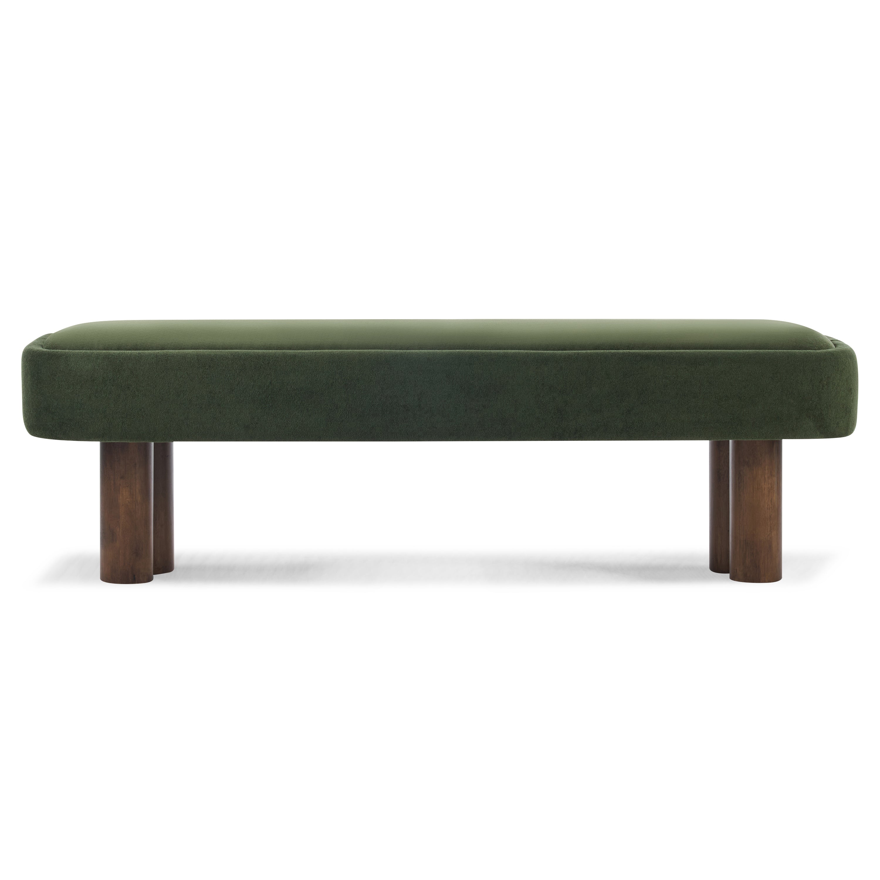 Indoor Green Fabric Dining Bench with Walnut Color Legs, 60.04'L Upholstered Seating for Kitchen, Dining Room and Living Space,250lbs Capacity - Grand Goldman Shop