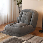 Upholstered Foldable Lazy Sofa Bed for Adults and Pets, 5-Position Adjustable Recliner with 2 Soft Pillows in Grey Corduroy Fabric - Grand Goldman Shop