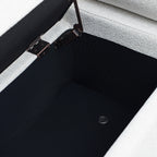 Elegant Upholstered Linen Storage Bench with Cylindrical Arms and Iron Legs, White - Grand Goldman Shop