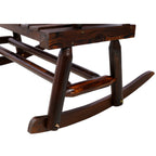 Outdoor Wood Rocking Bench Carbonized Double Rocking Chair for 2 Persons with Wide Curved Seat, Porch Rocker for Porch, Garden, Backyard, Rustic Brown - Grand Goldman Shop