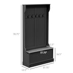 HOMCOM 3-In-1 Entryway Hall Tree with Storage Bench, Coat Rack with Four Hooks and Shoe Storage, Black - Grand Goldman Shop