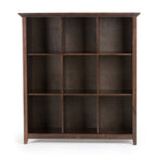 Acadian 9 Cube Bookcase and Storage Unit in Dark Brown Wood with Transitional Style, 44W x 15.75D x 48H inches | Premium Home