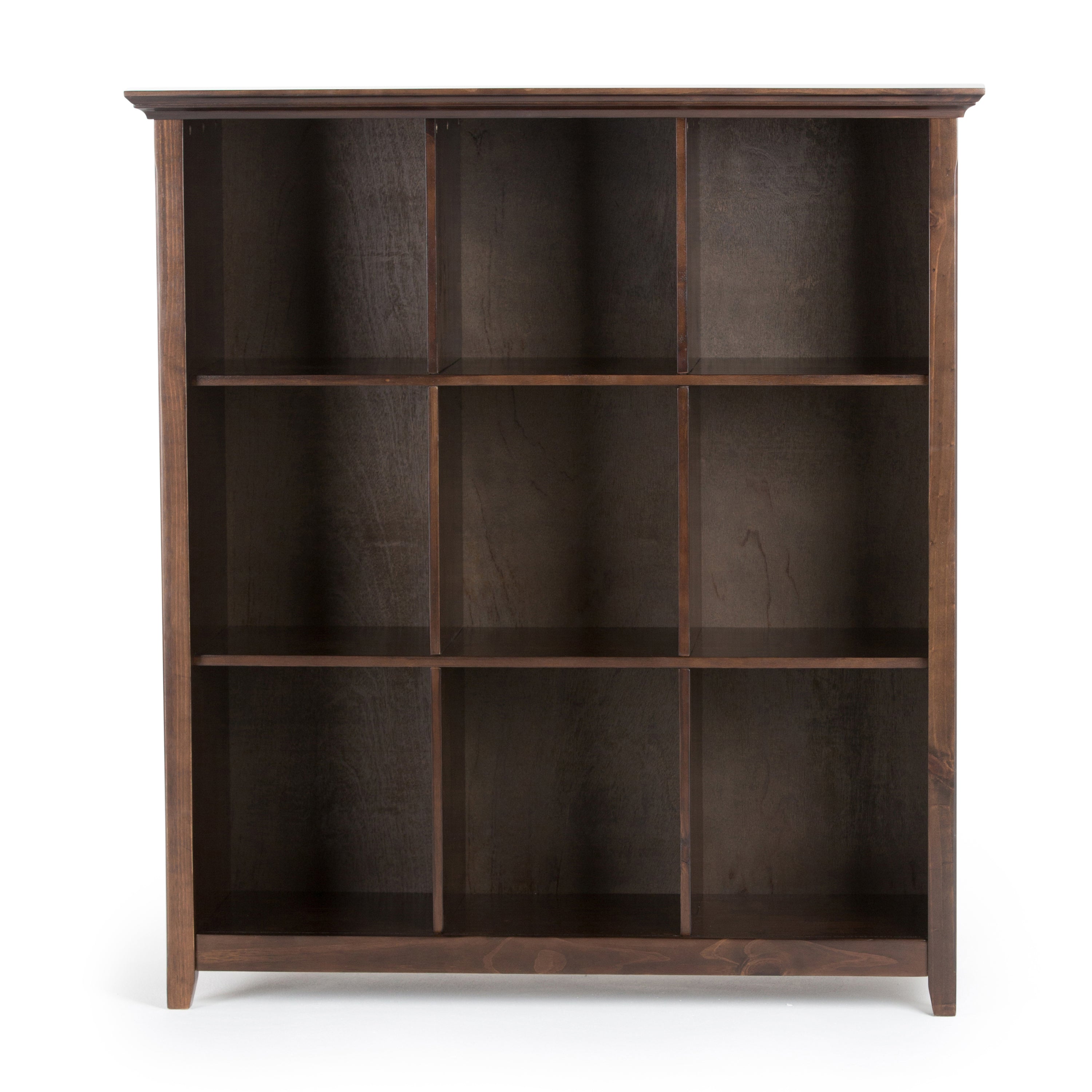 Acadian 9 Cube Bookcase and Storage Unit in Dark Brown Wood with Transitional Style, 44W x 15.75D x 48H inches | Premium Home