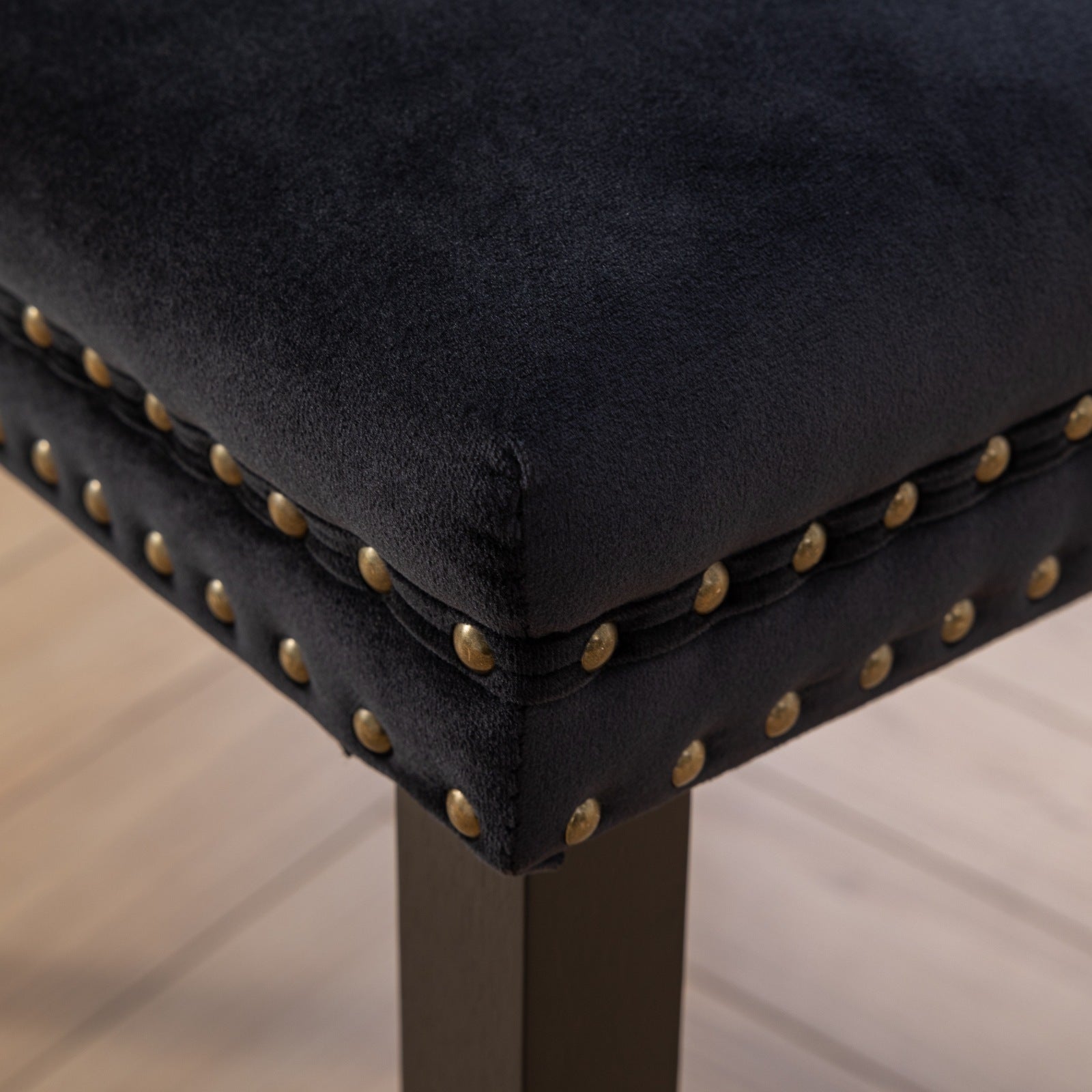 Classic Velvet Dining Chairs,  High-end Tufted Solid Wood Contemporary Velvet Upholstered Dining Chair with Wood Legs Nailhead, SET OF 2,Black and Patterned,SW2201BK - Grand Goldman Shop