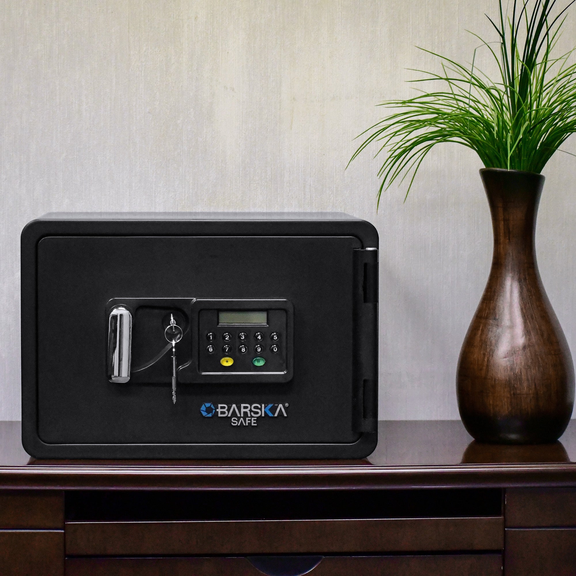 Keypad Fireproof Security Safe in Black Steel, 0.54 Cubic Ft, Durable and Secure - Grand Goldman