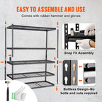 Storage Shelving Unit, 5-Tier Adjustable, 2000 lbs Capacity, Heavy Duty Garage Shelves Metal Organizer Wire Rack, Black, 60' L x 24' W x 78' H for Kitchen Pantry Basement Bathroom Laundry Closet - Grand Goldman Shop