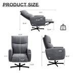 Power Swivel Recliner Chair, Electric Reclining with USB & Type-C Charging, 360° Swivel Velvet Upholstered Accent Chair, for 