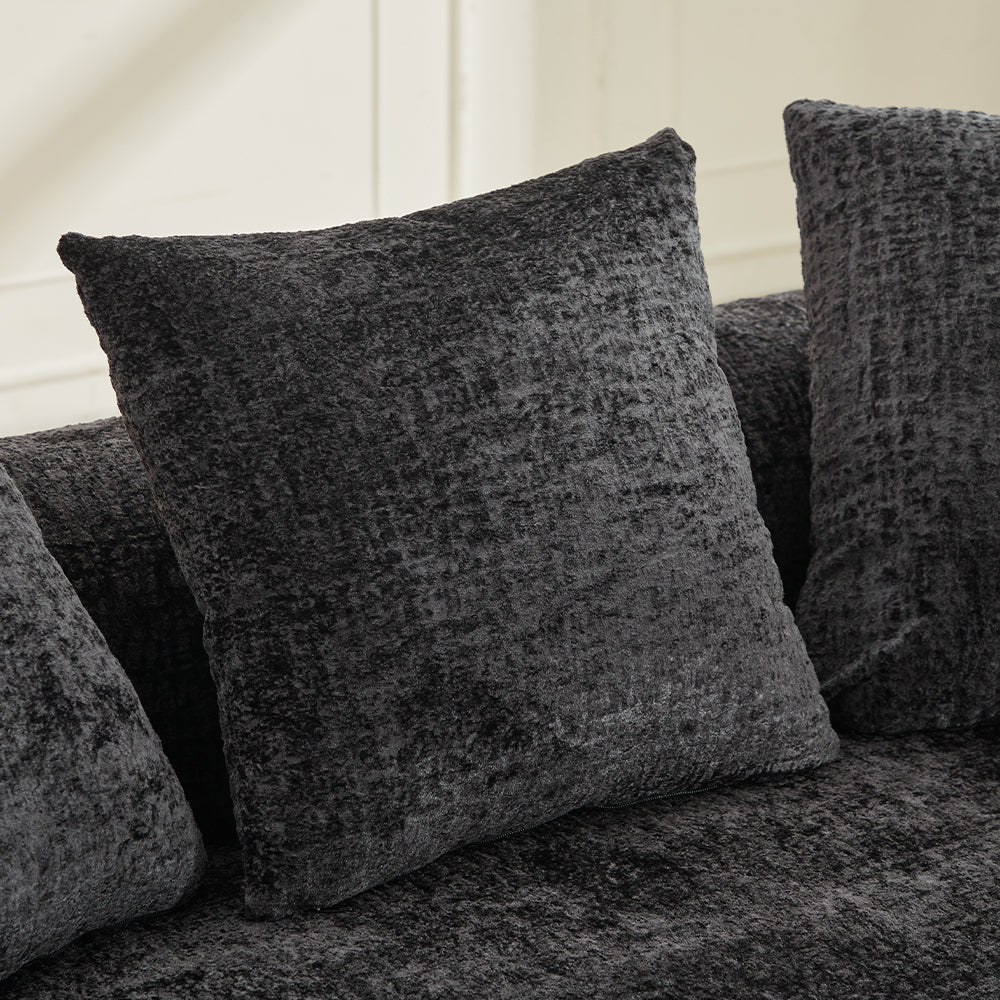 Curved Loveseat, Small Chenille Sofa with 3 Pillows, Deep Seat Couch for Apartment, Living Room, No Assembly Needed - Grand Goldman Shop