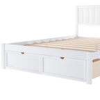 White Full Size Platform Bed with Under-bed Drawers, Solid Pine Wood and MDF, 78.3''L x 58.5''W x 36.2''H - Grand Goldman Shop