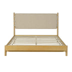 Modern Queen Bed Frame Set with 2 Nightstands, Beige Wood Platform Bed with Headboard and Matching Bedside Tables for Bedroom - Grand Goldman Shop