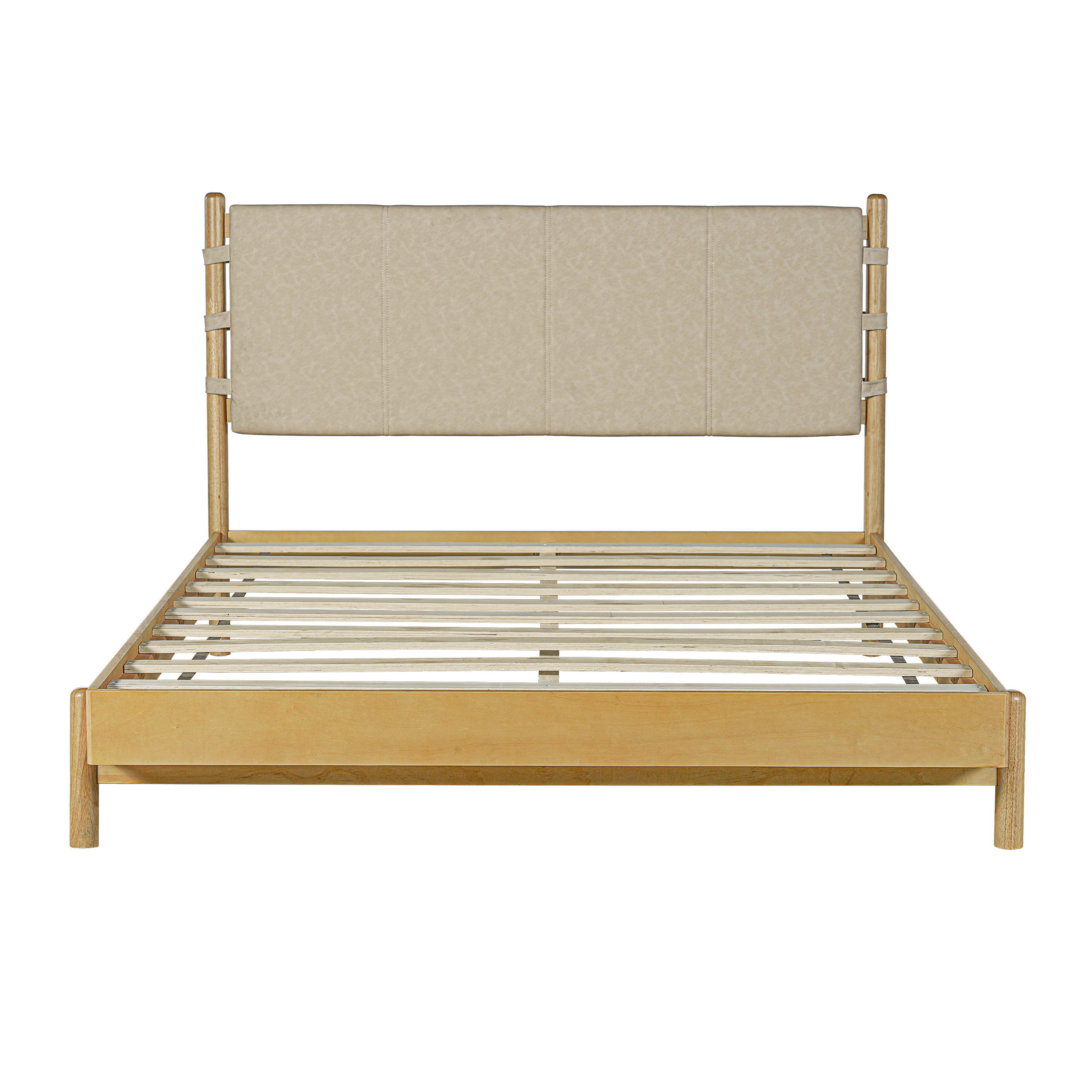 Modern Queen Bed Frame Set with 2 Nightstands, Beige Wood Platform Bed with Headboard and Matching Bedside Tables for Bedroom - Grand Goldman Shop