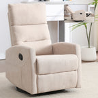 Manual Recliner Chair with Rocker and Swivel in Fabric for Living Room, Beige - Grand Goldman Shop